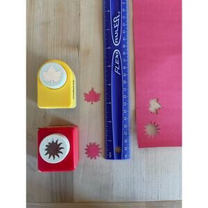 Lot of 2 Paper Punches Leaf Sun
